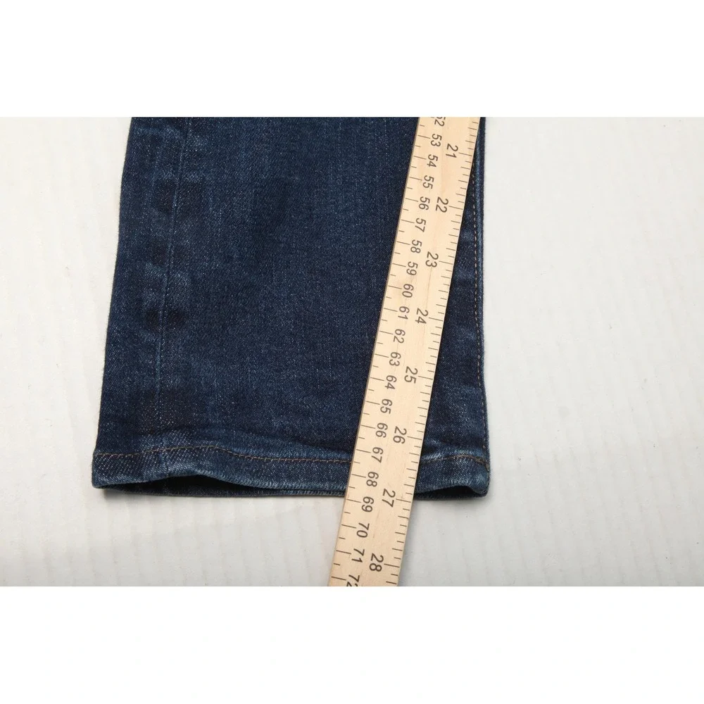 Uniqlo Jeans Mens 33x32 Blue Slim Straight Selvedge Denim Stretch Low Rise